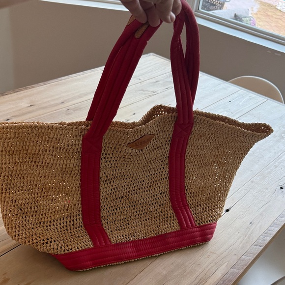 Red and Tan Woven Tote Bag - Picture 3 of 6